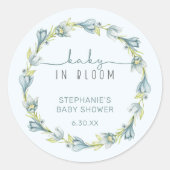 Baby in Bloom Baby shower Favor Ronde Sticker (Voorkant)