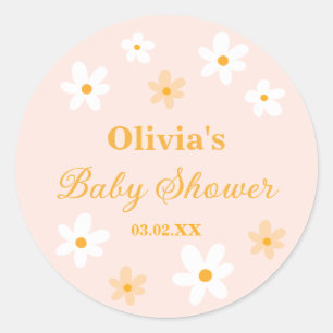 Baby In Bloom Baby Shower Favor Ronde Sticker