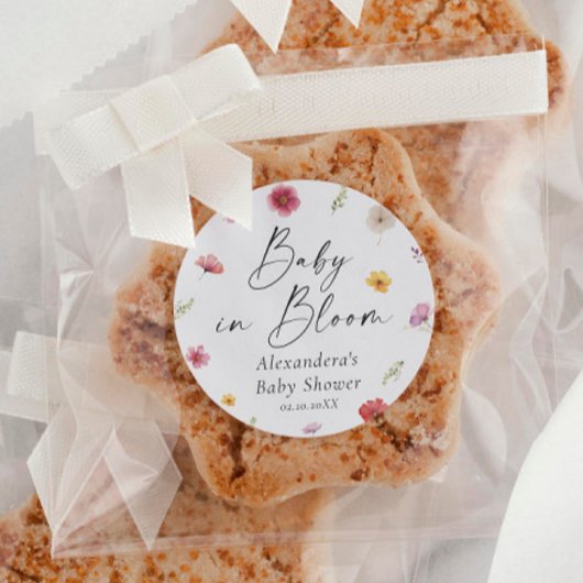 Baby in Bloom Baby shower Favor Ronde Sticker