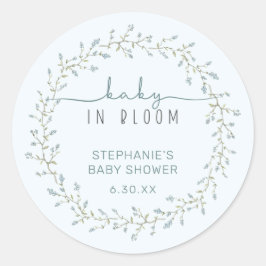 Baby in Bloom Baby shower Favor Ronde Sticker