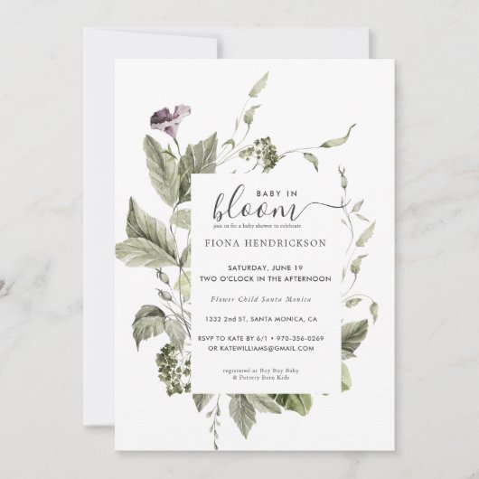 Baby in Bloom | Baby shower Floral Greenery (Voorkant)