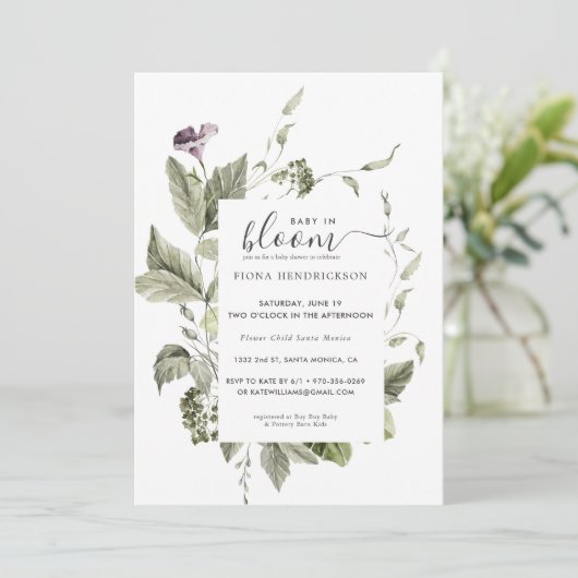 Baby in Bloom | Baby shower Floral Greenery (Staand voorkant)