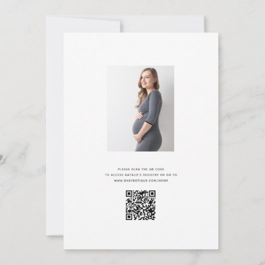Baby in Bloom Baby shower Floral QR Code Registry Kaart (Achterkant)