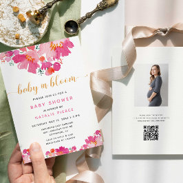 Baby in Bloom Baby shower Floral QR Code Registry Kaart
