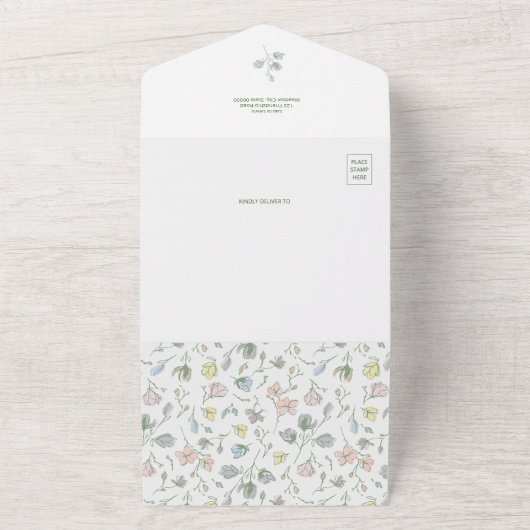 Baby in Bloom Baby shower Genderneutraal All In One Uitnodiging (Buitenkant)