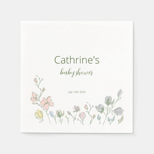 Baby in Bloom Baby shower Genderneutraal Servet (Voorkant)