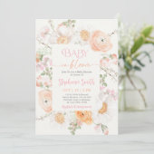 Baby in Bloom Baby shower Girl Invitation Kaart (Staand voorkant)