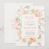 Baby in Bloom Baby shower Girl Invitation Kaart (Voorkant / Achterkant)