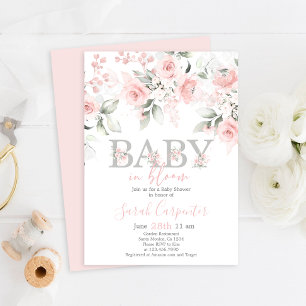 Baby in Bloom Baby shower Girl Invitation Kaart