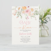 Baby in Bloom Baby shower Girl Invitation Kaart (Staand voorkant)