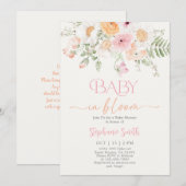 Baby in Bloom Baby shower Girl Invitation Kaart (Voorkant / Achterkant)