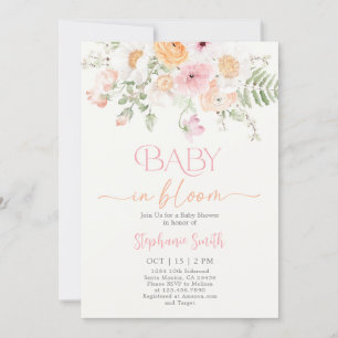Baby in Bloom Baby shower Girl Invitation Kaart