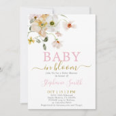 Baby in Bloom Baby shower Girl Invitation Kaart (Voorkant)