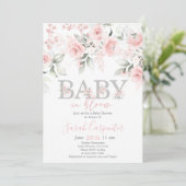 Baby in Bloom Baby shower Girl Invitation Kaart (Staand voorkant)