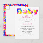 Baby in Bloom Baby shower Invitation Aankondigingskaart (Voorkant / Achterkant)