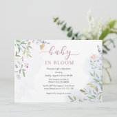 Baby in Bloom Baby Shower Invitation  Floral  Kaart (Staand voorkant)