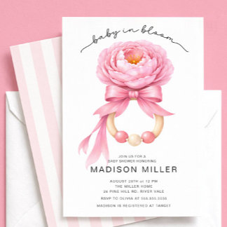 Baby in Bloom Baby Shower Invitation Girl Pink Kaart
