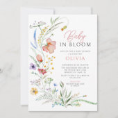 Baby in Bloom Baby shower Invitation Kaart (Voorkant)
