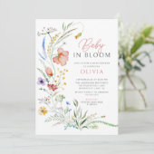 Baby in Bloom Baby shower Invitation Kaart (Staand voorkant)