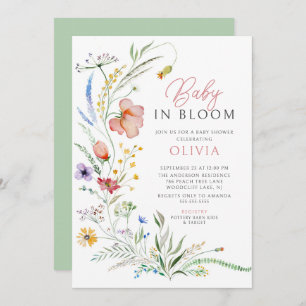Baby in Bloom Baby shower Invitation Kaart