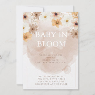 Baby in Bloom Baby shower Invitation Kaart