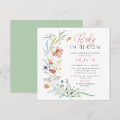 Baby in Bloom Baby shower Invitation Kaart (Voorkant / Achterkant)
