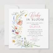 Baby in Bloom Baby shower Invitation Kaart (Voorkant)
