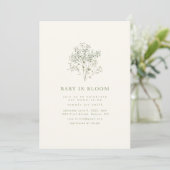 Baby in Bloom Baby shower Invitation Kaart (Staand voorkant)