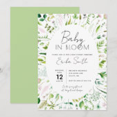 Baby in Bloom Baby shower Invitation Kaart (Voorkant / Achterkant)