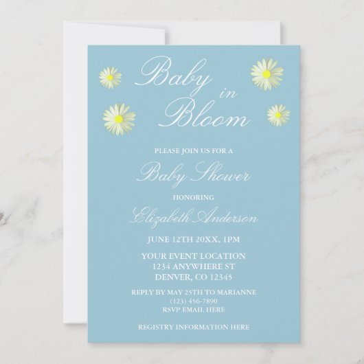 Baby in Bloom Baby shower Invitation Kaart (Voorkant)