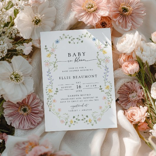 Baby in Bloom Baby Shower Invitation Kaart