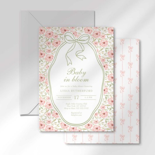 Baby in Bloom Baby shower Invitation Kaart