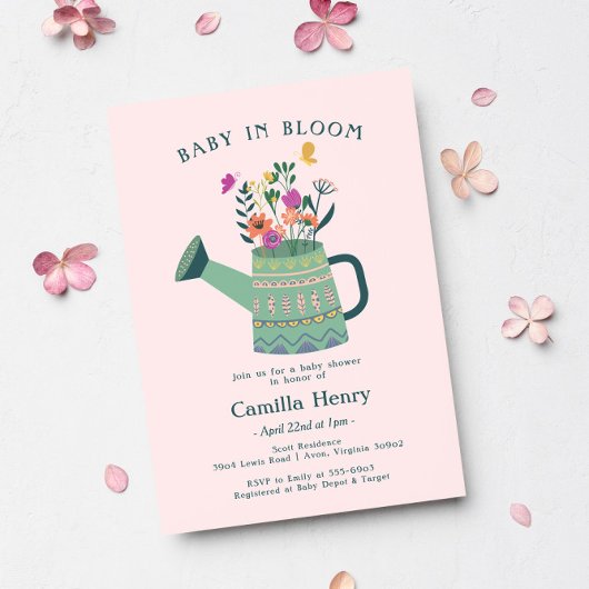 Baby in Bloom Baby shower Invitation Kaart