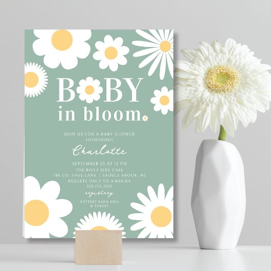 Baby in Bloom Baby shower Invitation Kaart