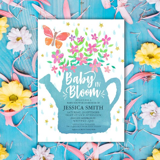 Baby in Bloom Baby shower Invitation Kaart