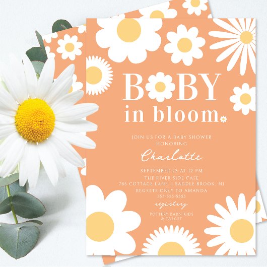 Baby in Bloom Baby shower Invitation Kaart
