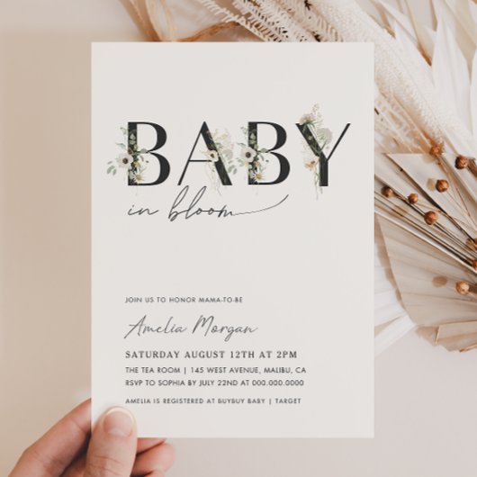 Baby in Bloom Baby shower Invitation Kaart
