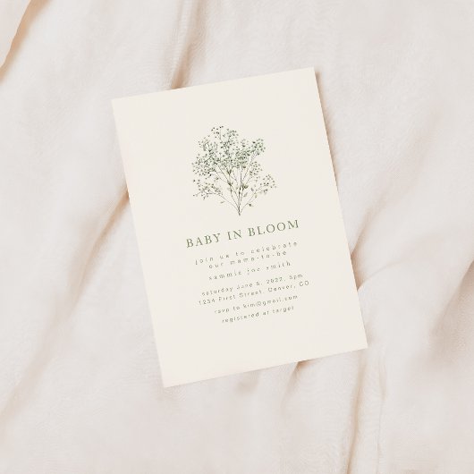 Baby in Bloom Baby shower Invitation Kaart