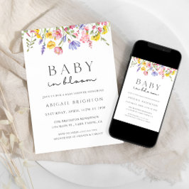 Baby in Bloom Baby shower Invitation Kaart
