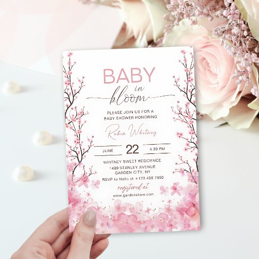 Baby in Bloom Baby shower Invitation Kaart