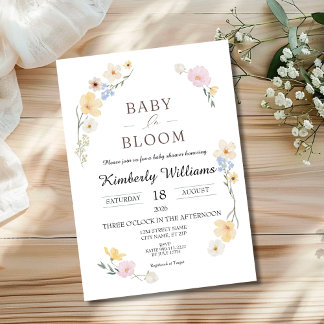 Baby in Bloom Baby shower Invitation Kaart