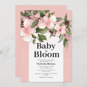 Baby in Bloom Baby shower Invitation Kaart (Voorkant / Achterkant)