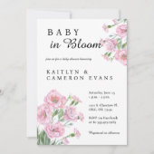 Baby in Bloom Baby shower Invitation Kaart (Voorkant)