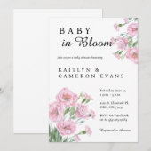 Baby in Bloom Baby shower Invitation Kaart (Voorkant / Achterkant)