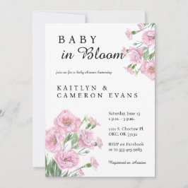 Baby in Bloom Baby shower Invitation Kaart