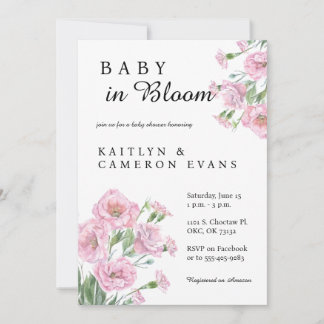 Baby in Bloom Baby shower Invitation Kaart