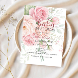 Baby in bloom | baby shower invitation template kaart
