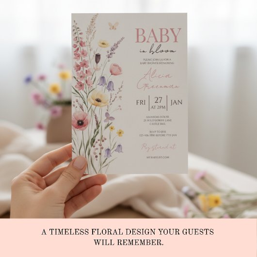 Baby in Bloom Baby Shower Invitation Wildflowers Kaart