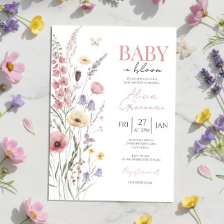Baby in Bloom Baby Shower Invitation Wildflowers Kaart