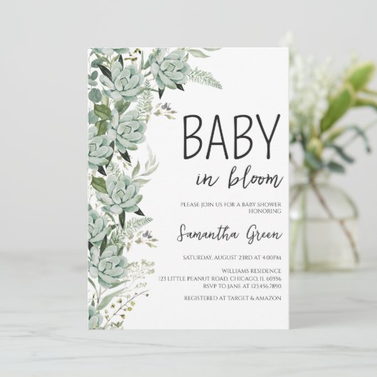Baby in Bloom Baby shower Kaart (Staand voorkant)